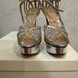 Charlotte Olympia Silver Strappy Heels